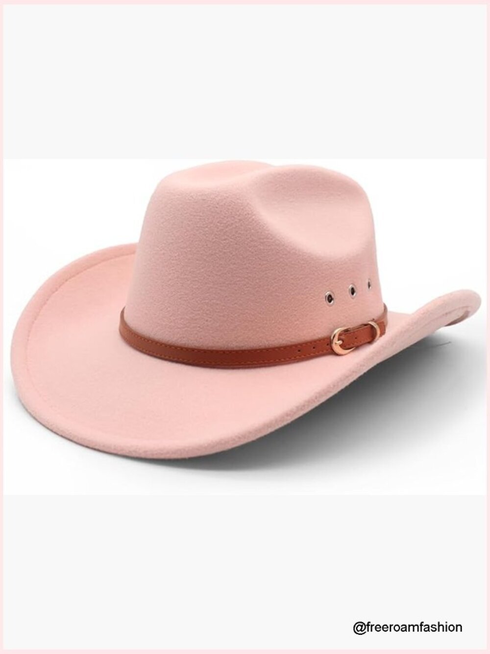 Wide Brim Felt Cowboy Hat with Belt Buckle Unisex Outdoor Fedora